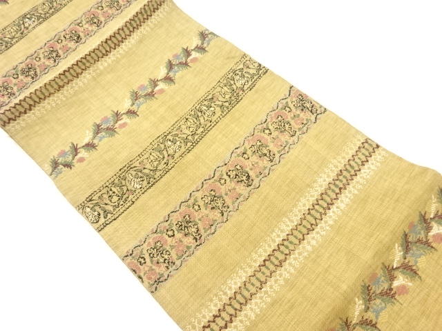 JAPANESE NAGOYA OBI / WOVEN FLORAL PLANTS